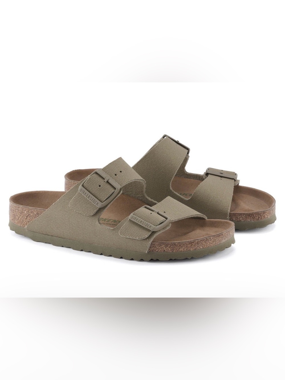 Birkenstock 💅🌴 Faded Khaki Arizona Textile Canvas Vegan Sandals 8 8.5 39 NEW - Picture 6 of 12